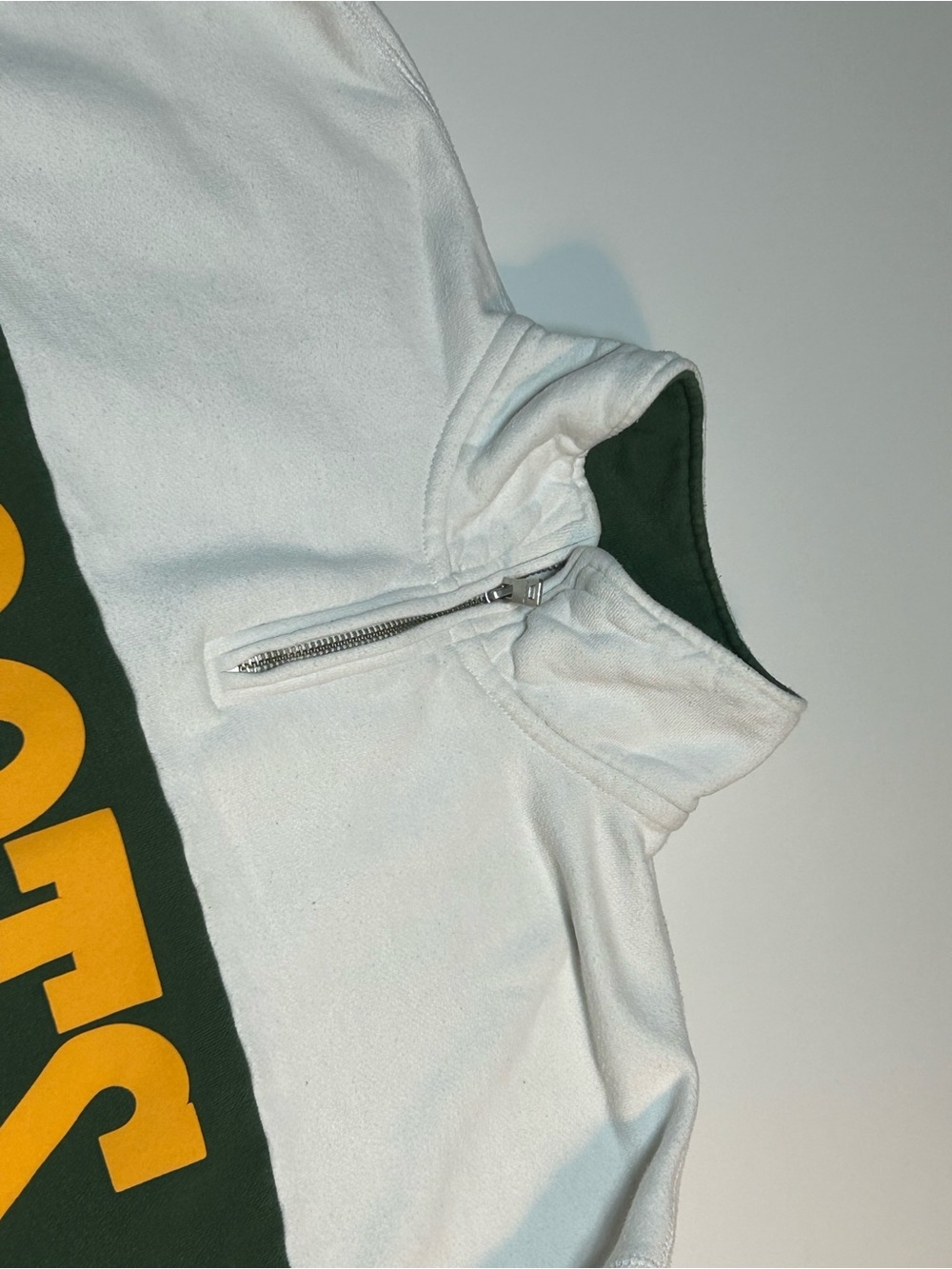 Roots Canada Retro Heritage Colorblock Quarter Zip Sweatshirt Green White M - Picture 4 of 9